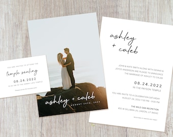Benutzerdefinierte minimalistische LDS Hochzeitseinladung | Druckbare Digitale Hochzeitseinladung PDF | Tempel Hochzeit Einladung | Druckfertiges Einladungs-Set