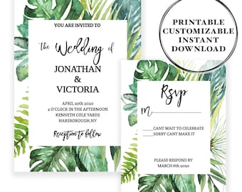 Wedding Stationery Essentials Package, Invitation, RSVP, Details, Belly Band TRY Before You BUY D200