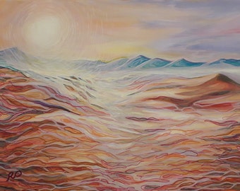 Original painting "White sun of desert"