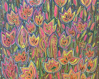 Dipinto originale "Tulipani soleggiati"