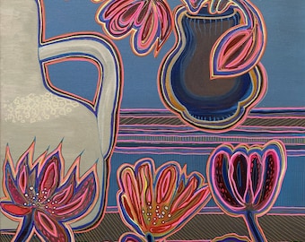 Original painting "Jugs with tulips"