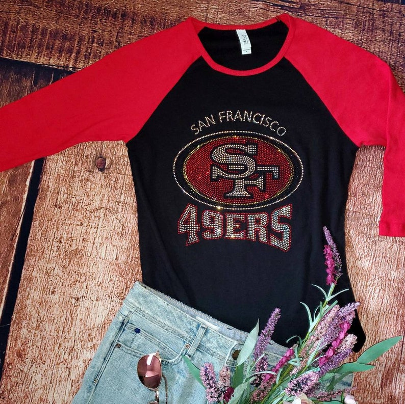 San Francisco 49ers Rhinestone Women's Fitted 3/4 length | Etsy