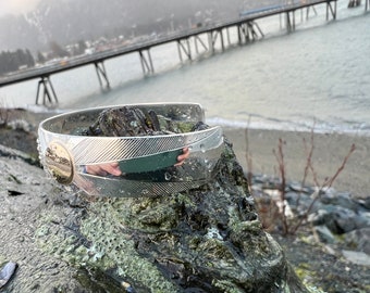 Raven Steals Light Bracelet: Tlingit Formline Art, Sterling Silver