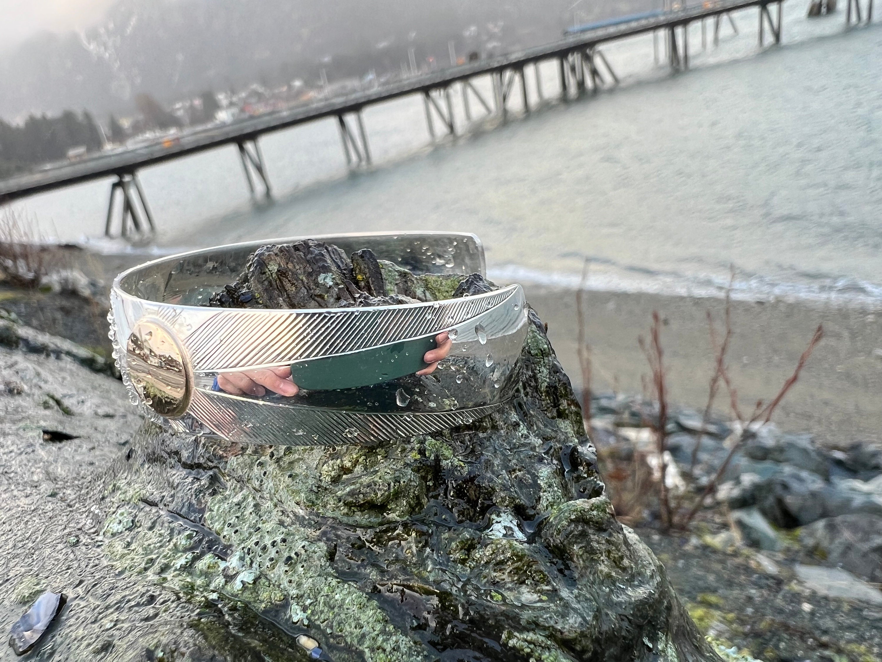 Raven Steals Light Bracelet: Tlingit Formline Art, Sterling Silver