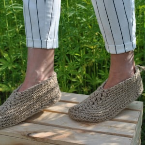 100% Hemp Knitted Slippers - Hemp shoes - Hemp Socks - Vegan Slippers