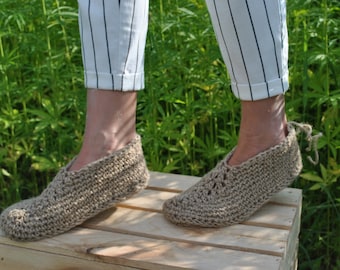 100% Hemp Knitted Slippers - Hemp shoes - Hemp Socks - Vegan Slippers