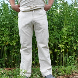 hemp men's pants  - With a zipper and a button - With extra straw pocket - Natural undyed hemp fabric - Mens trousers