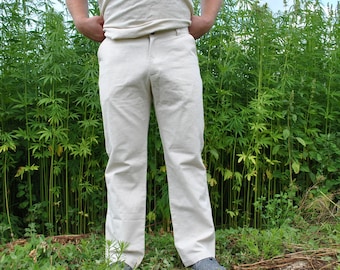 hemp men's pants  - With a zipper and a button - With extra straw pocket - Natural undyed hemp fabric - Mens trousers