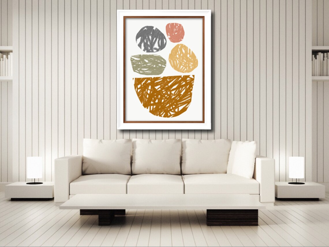Earthy Wall Art Organic Shapes Nordic Wall Art Large Etsy