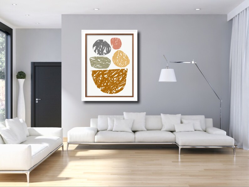 Earthy Wall Art Organic Shapes Nordic Wall Art Large Etsy