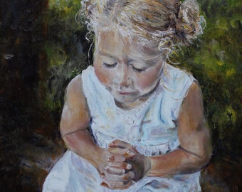 Maggie Prays, Oil Portrait--Fine Art Print #1 by Kerstin Fletcher