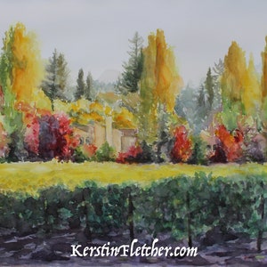 Vintners Inn, Santa Rosa, CA, Watercolor Landscape Painting--Fine Art Print #27 by Kerstin Fletcher