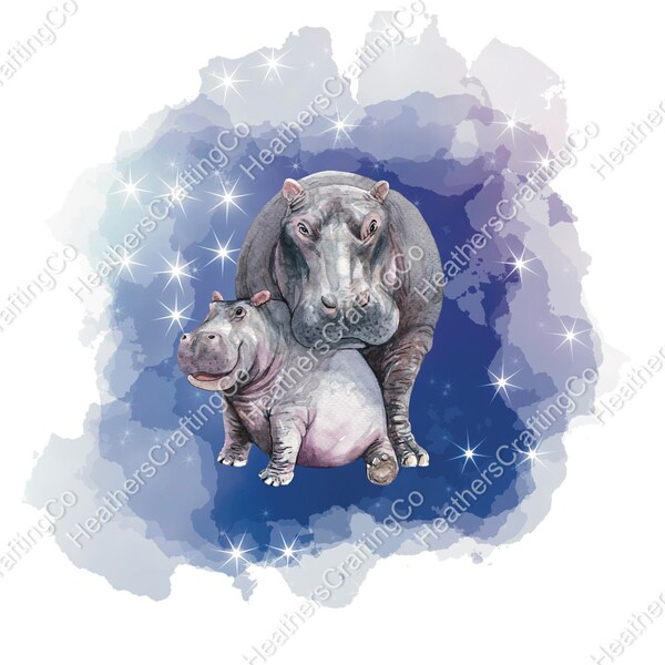 Hippo PNG sublimation download, watercolor hippo design, hippo shirt design, fiona the hippo