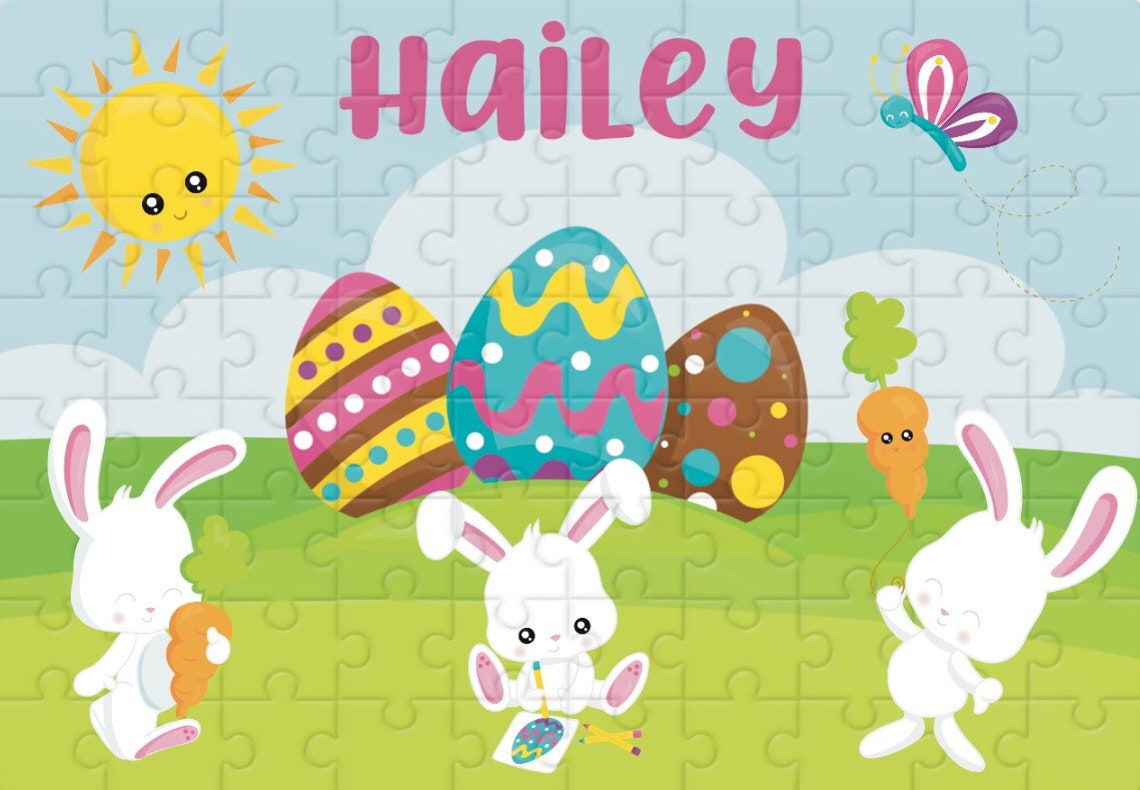 Personalized Easter Puzzle Personalized Kids Puzzle Bunny Etsy