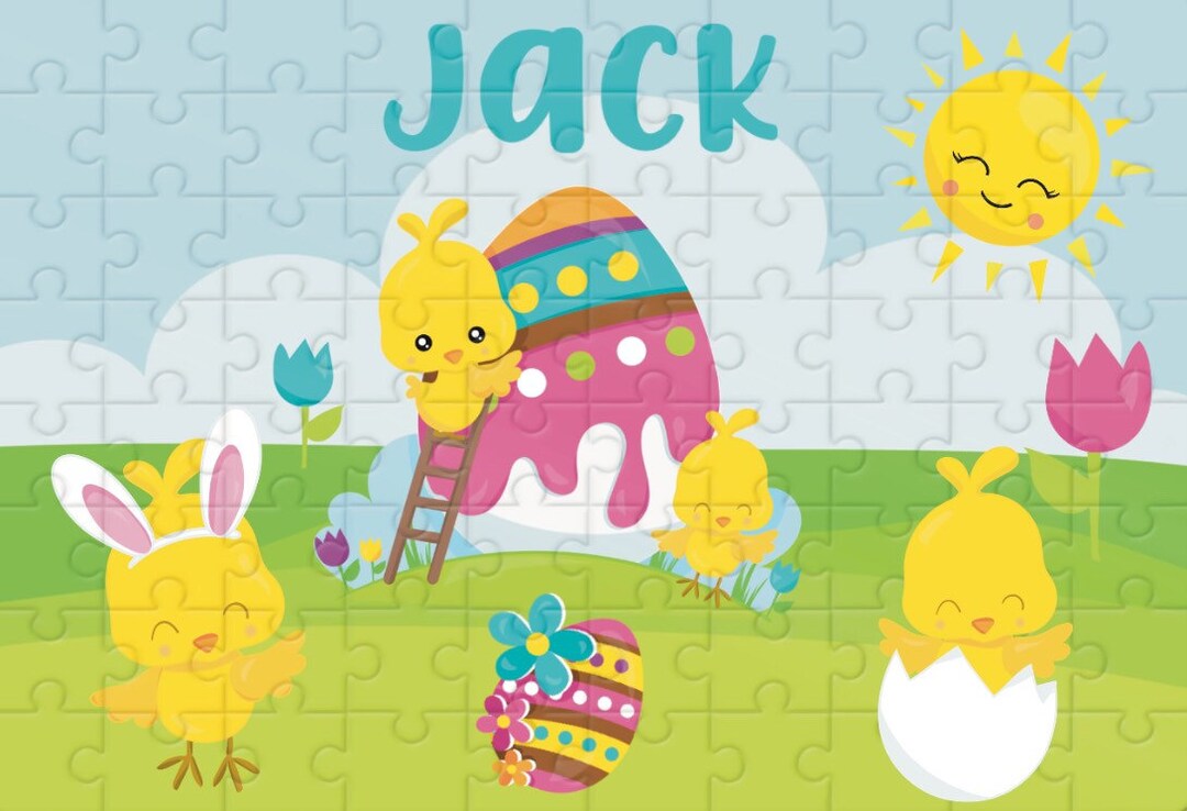 Personalized Easter Puzzle, Personalized Kids Puzzle, Chick Puzzle