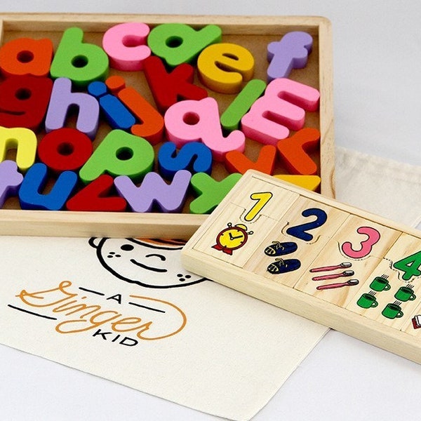 Wooden Letters and Numbers Puzzle Etsy