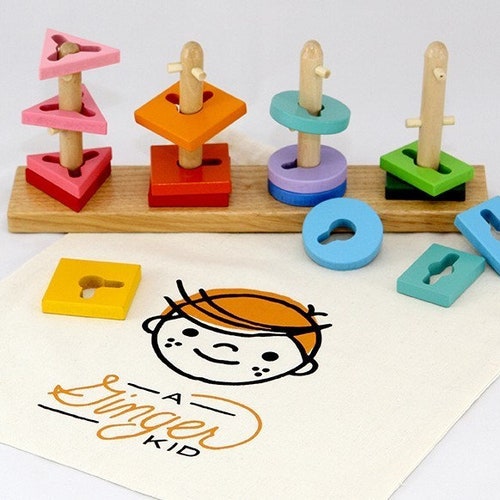 Educational Wooden Toy Geometric Sorter Shape and Colors Board Etsy