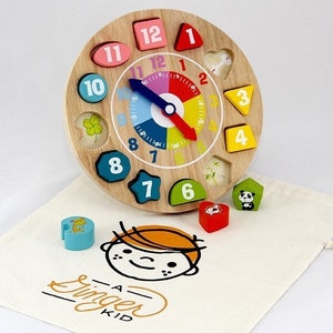 Wood puzzle clock, Child's educational toy Wooden Clock toy, Montessori toy, Sorting Activity, Motor skills, Clock Puzzle, Educational toy image 2