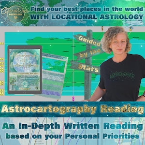 Astrocartografie lezen diepgaand geschreven rapport, beste plaatsen die aansluiten bij je prioriteiten, locatiebepaling astrologie astromapping lezen
