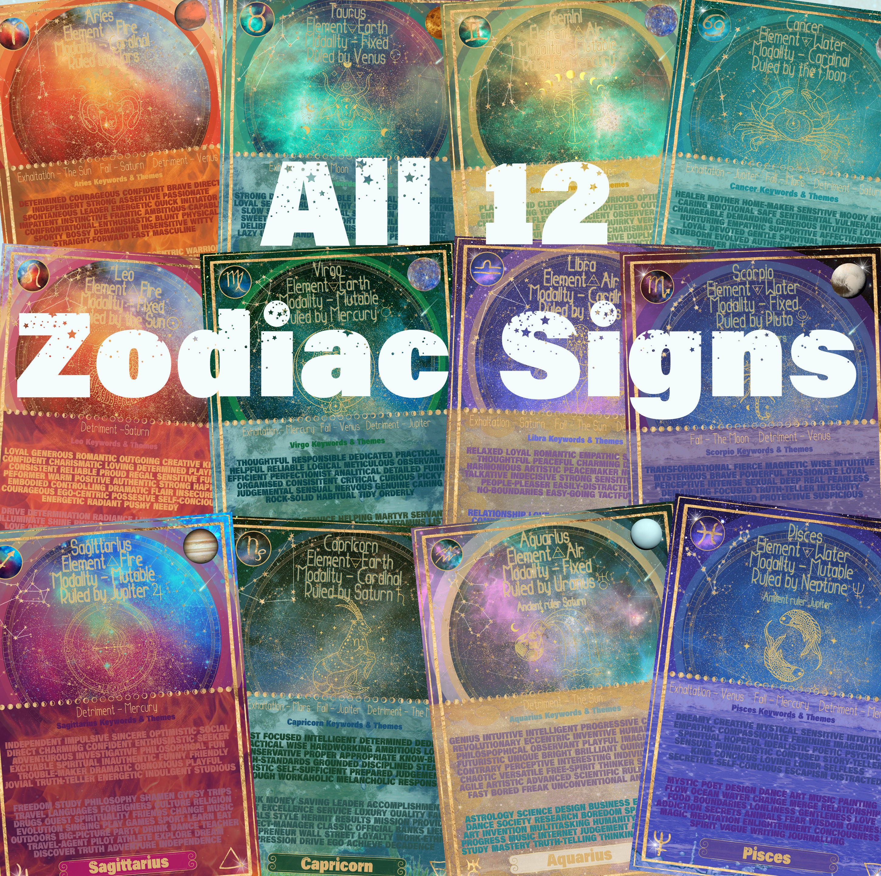 Astrology Cheat Sheets Learn Astrology Basics Zodiac Signs Planets ...