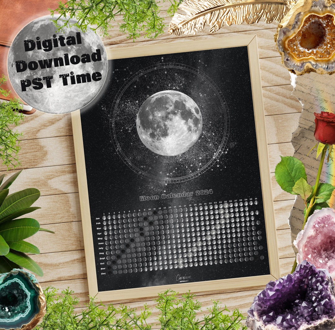 Moon Calendar 2024 PST Printable Instant Download Pacific Etsy