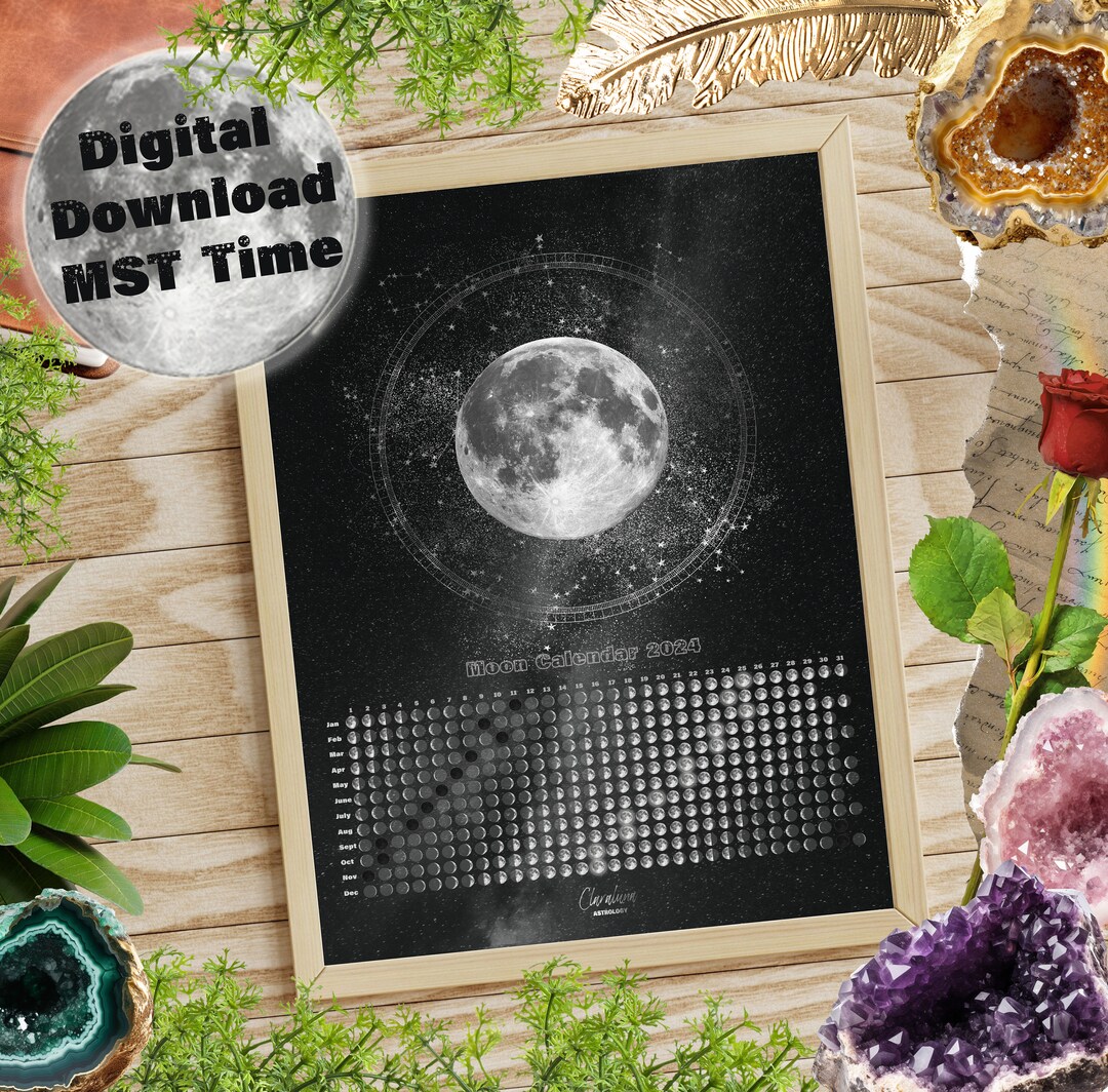 Moon Calendar 2024 MST Printable Instant Download Mountain Etsy