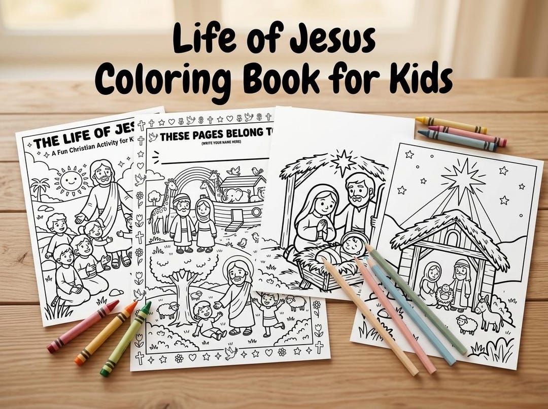 Life of Jesus Coloring Book for Kids | Bible Story Activity Pages (PDF ...