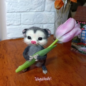 Needle felted baby opossum,cute little possum