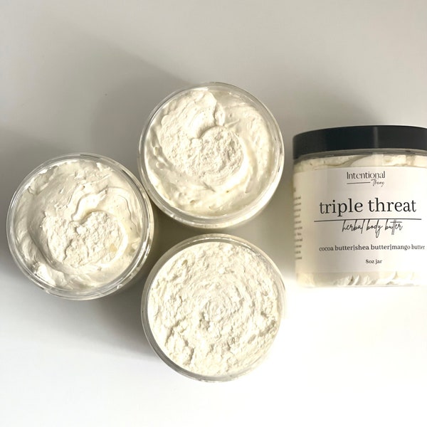 Triple Butter, Body Butter, Cocoa Butter, Body Cream, Shea Butter, Whipped Body Butter, Whipped Butter, Vegan Moisturizer, Skin Moisturizer