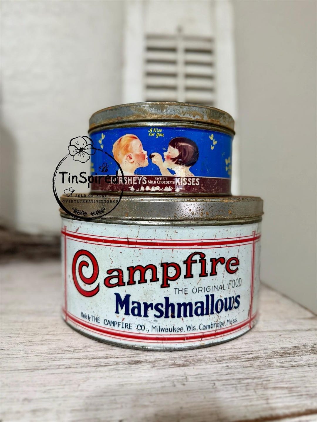 Extra Large Handmade Vintage-inspired Campfire Marshmallow Tin