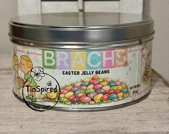 Vintage-Style Easter Jelly Bean Decorative Tin | Spring Candy Tin | Handmade Easter Decor | Reusable Holiday Storage Tin