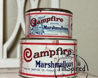 1980s Campfire Marshmallow Can Replica of a 1920's Campfire