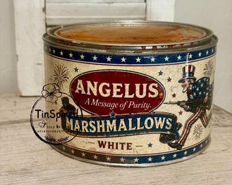 Vintage Patriotic Candy Tin | Americana 4th of July Decor | Retro Fireworks Storage Tins | Rustic Farmhouse Kitchen Decor