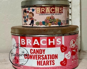 Vintage Inspired Conversation Hearts Tin Set – Decorative Metal Valentine Tins – Large & Small – Rusted or Polished – Valentine Home Decor