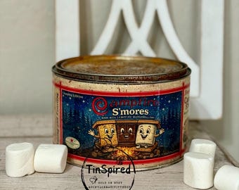 Campfire S’mores Tin | Rustic Campfire Decor | Vintage S’mores Tin | Cottagecore Kitchen Decor | Decorative Metal Storage Tin