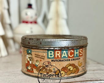 Vintage Nutcracker Crunch Tin | Retro Christmas Decor | Nostalgic Holiday Candy Tin | Santa & Elf Tin | Tinspired Christmas Display