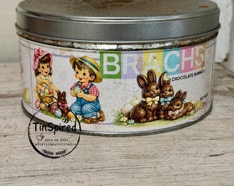 Vintage Style Easter Chocolate Bunny Candy Tin | Finished Decorative Metal Canister