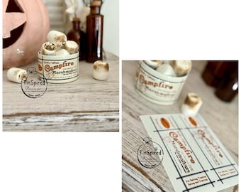 Spooky Edition Campfire Marshmallows Waterslide Decal – DIY Vintage Tin Label