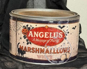 Primitive Ghost & Black Cat Decor | Rustic Farmhouse Halloween Canister | Handmade Fall Candy Tin