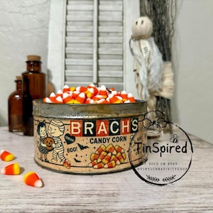 Vintage Halloween Candy Corn Tin | Spooky Retro Decor | Start Spooky, End Sweet