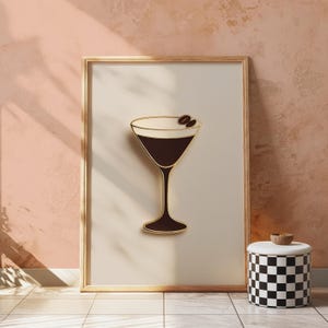 Espresso Martini Art Print | Modern Minimalist Cocktail Wall Art | Bar Cart Decor | Coffee Lover Gift | Neutral Kitchen Print