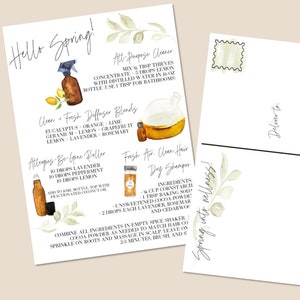 Druckbare junge LEBENDE Frühling Aquarell Postkarte, ätherisches Öl Postkarte Label Set, druckbare ätherische Ölkarten und Etiketten, yl Marketing