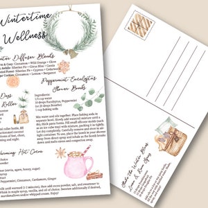 AFDRUKBARE DOTERRA Winter Aquarel Ansichtkaart, Etherische Olie ansichtkaart label set, afdrukbare etherische olie kaarten en labels, doterra marketing