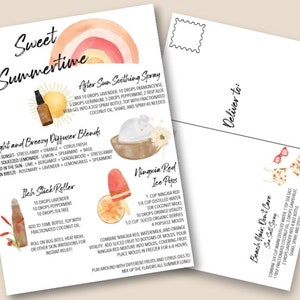 PRINTABLE YOUNG LIVING Summer Watercolor Postcard, Juego de etiquetas de postal de aceite esencial, tarjetas y etiquetas de aceites esenciales imprimibles, yl marketing
