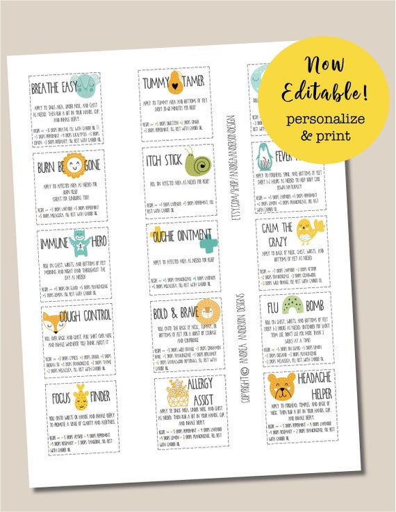 DOTERRA Kids Printable Blends Roller Bottle Labels, Doterra Label