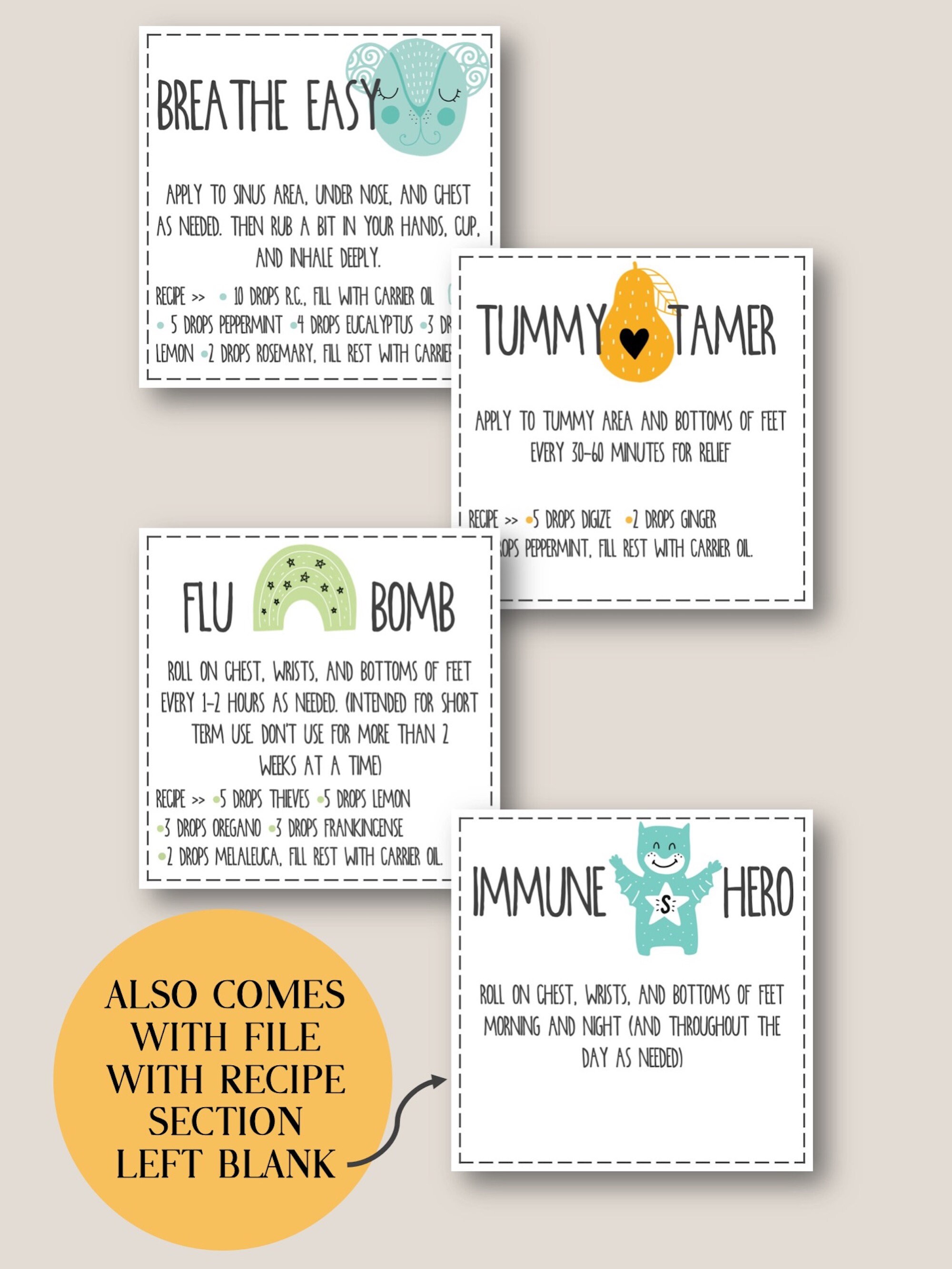 YOUNG LIVING Kids Printable Blends Roller Bottle Labels YL - Etsy