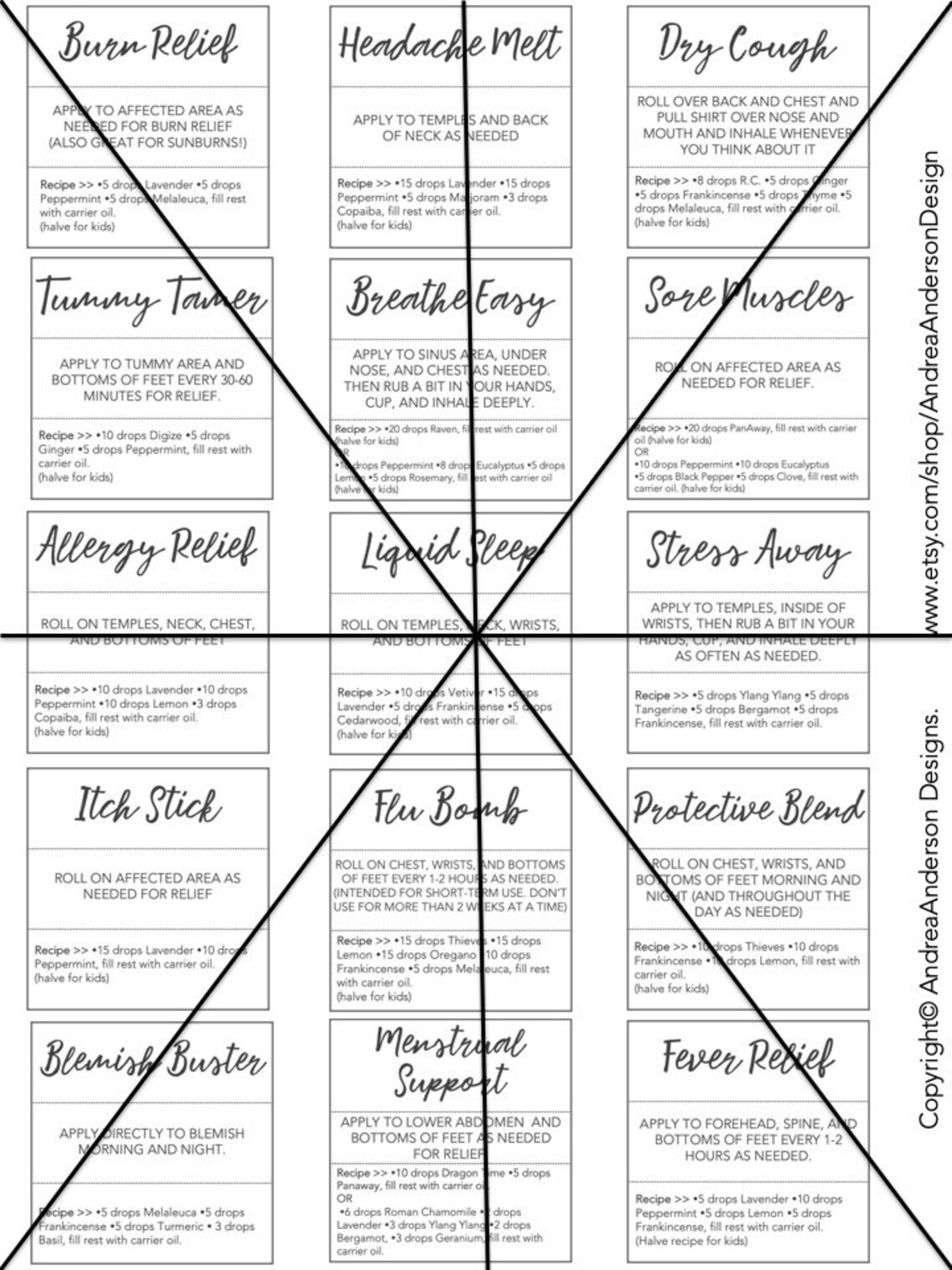 PRINTABLE YOUNG LIVING Essential Oil Roller Bottle Labels - Etsy