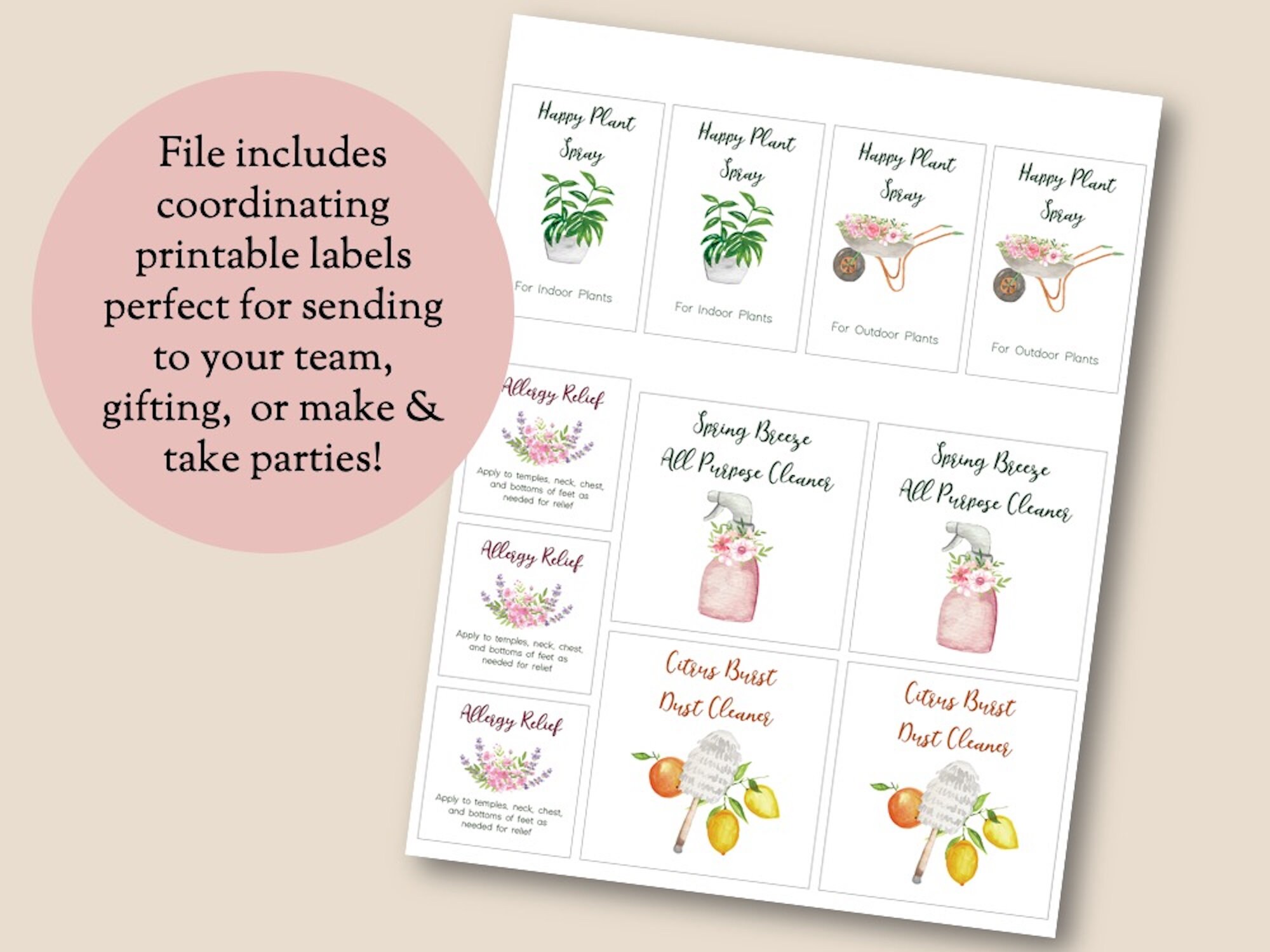 PRINTABLE YOUNG LIVING Spring Watercolor Postcard Essential - Etsy