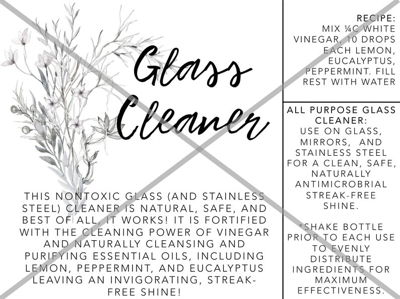 Glass Cleaner Essential Oil label doTerra Label Essential Etsy