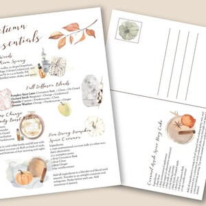 Cartão postal em aquarela doTERRA Fall Wellness para impressão, conjunto de etiquetas de cartão postal de óleo essencial, cartões e etiquetas de óleo essencial imprimíveis, marketing yl